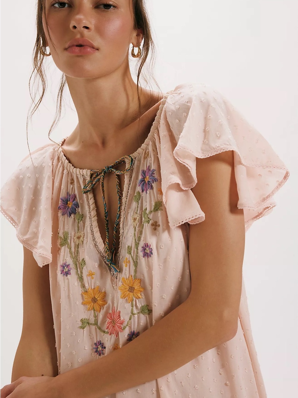 Free People Savannah Rose Midi Dress in Pink Shell Sz M - Picture 2 of 11